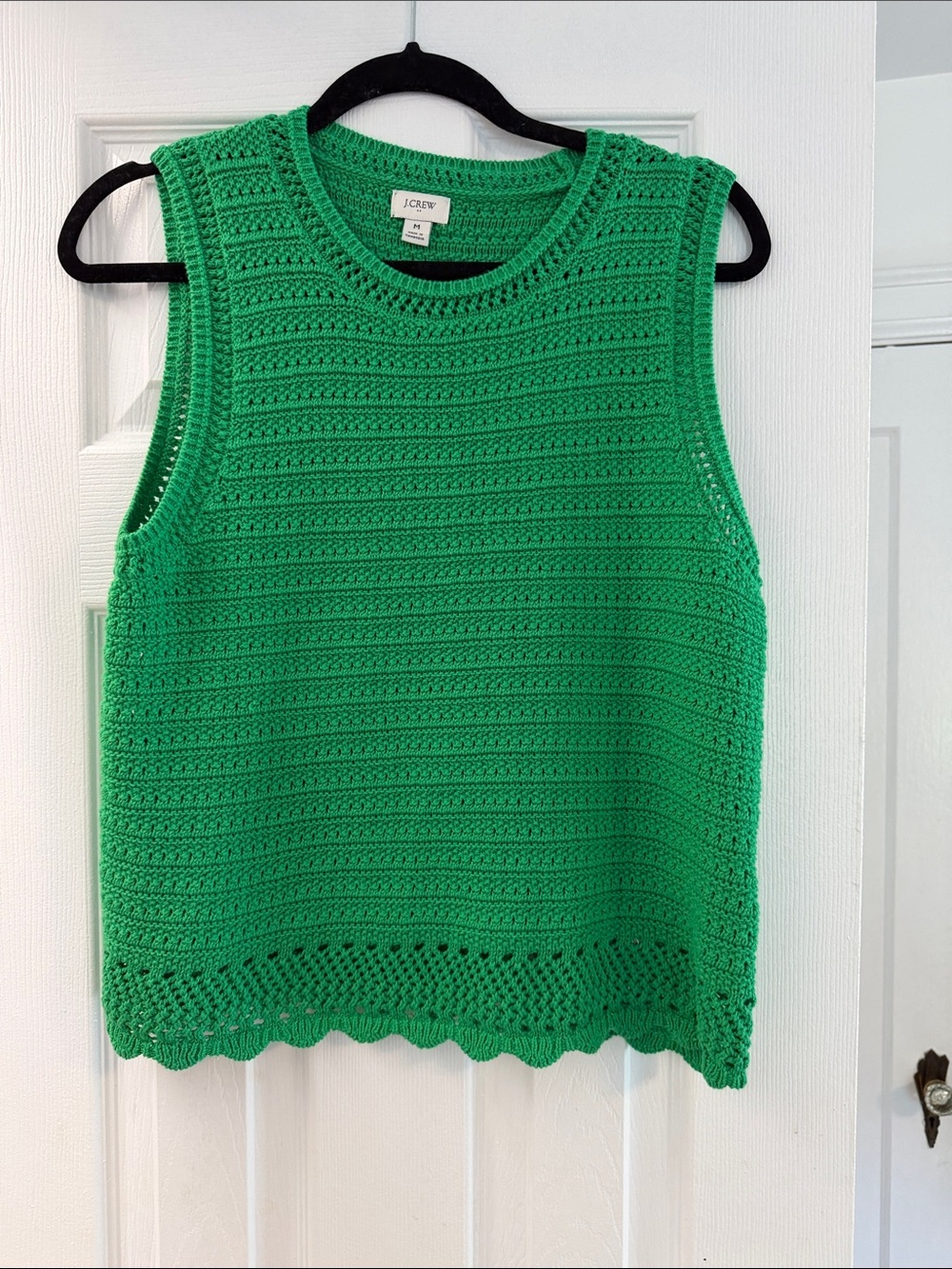 J. Crew Bright Green Crochet Shell Tank